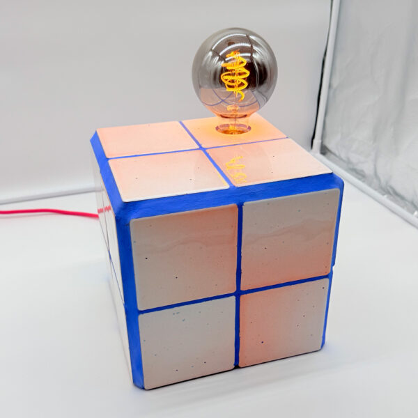 Lampe Cube Rose Argile — 20x20
