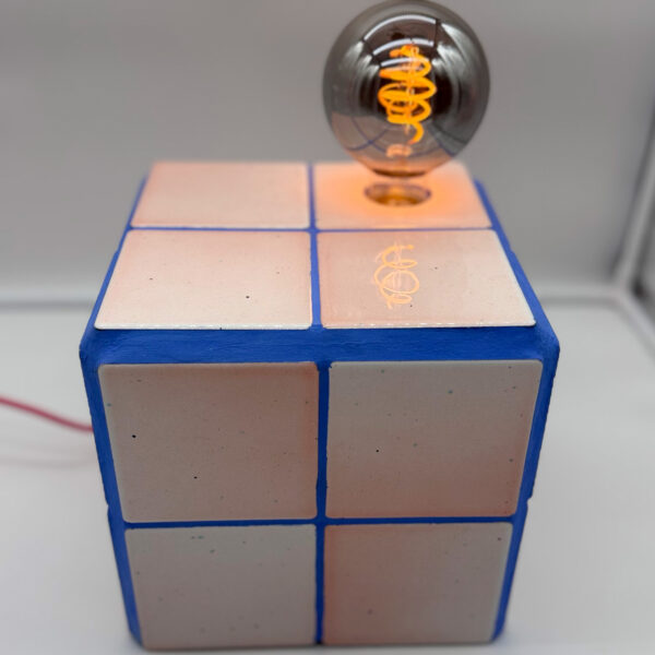 Lampe Cube Rose Argile — 20x20